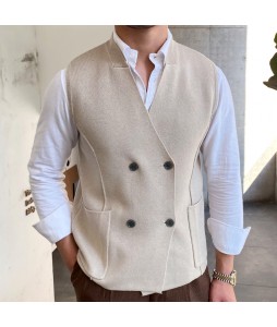 Men's Double Breasted Knit Sleeveless Waistcoats