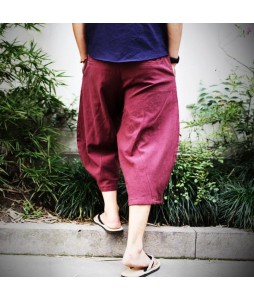 Men's Casual Loose Cotton Linen Wide Leg Pants