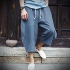 Men's Casual Loose Cotton Linen Wide Leg Pants