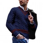 Men's Striped Colorblock Knit Sweater