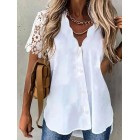 V Neck Casual Loosen Short Sleeve Blouse