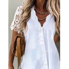 V Neck Casual Loosen Short Sleeve Blouse