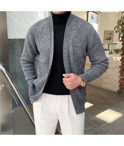 Gray Colrless Casual Business Cardigan