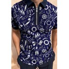 Nautical elements short-sleeved polo shirt