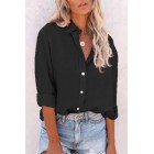 Solid A pel Long Sleeve Blouse