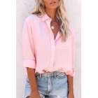 Solid A pel Long Sleeve Blouse