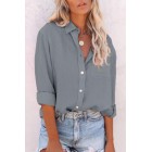 Solid A pel Long Sleeve Blouse