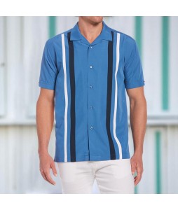 Holiday Stripe Contrast Color Men's Short Sleeve Shirt