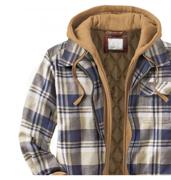 Men's Autumn & Winter Outdoor Casual Checked Hooded Jacket