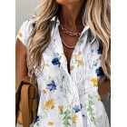 Casual Floral Print pel Short Sleeve Shirt