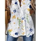 Casual Floral Print pel Short Sleeve Shirt