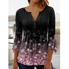 Floral Casual Holiday Weekend Floral Painting Blouse