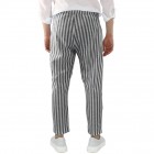 Men's Casual Loose Striped Straight Cotton Linen Pants