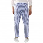 Men's Casual Loose Striped Straight Cotton Linen Pants