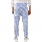 Men's Casual Loose Striped Straight Cotton Linen Pants