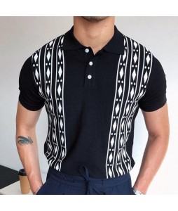 Jacquard Knit pel Short Sleeve Slim Fit POLO Shirt