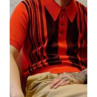 Orange striped knitted polo shirt