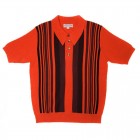 Orange striped knitted polo shirt