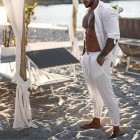 Men's Linen Holiday Pin Breathing Pants