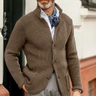 Men's Stand Colr Cardigan Knit Sweater