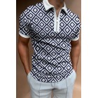 Geometric Colorblock Short-sleeved Polo Shirt